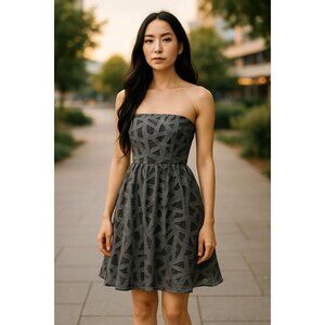 NWT Women's - Alice + Olivia Kristin Strapless Gray Mini Dress, Size 0